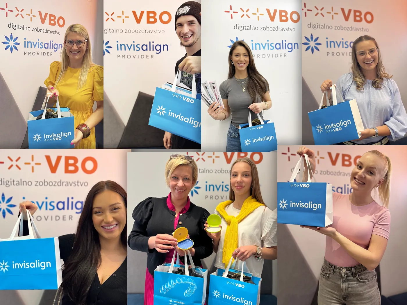 Sedem pacientov z vrečkami Invisalign pred steno VBO
